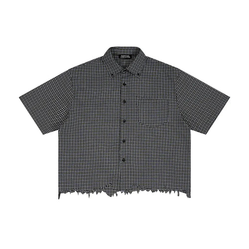 Distressed Plaid Boxy Shirt