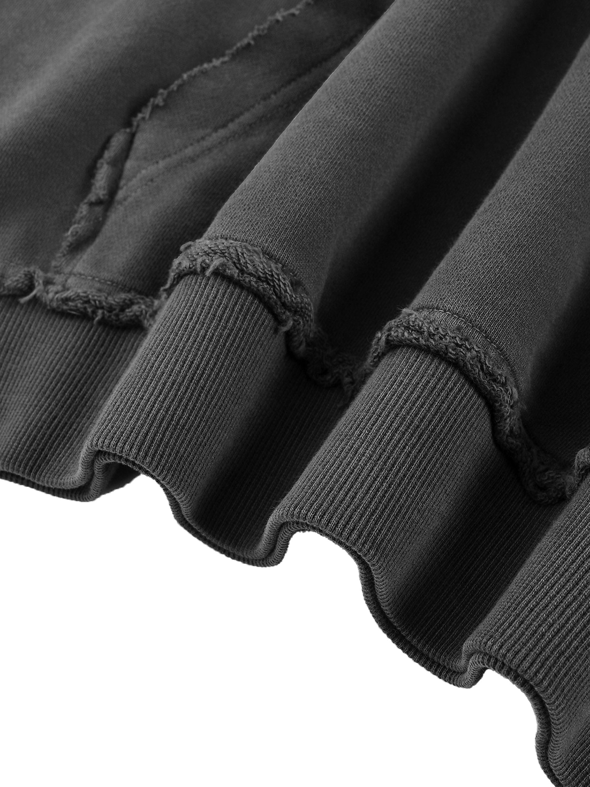 “Unaligned” Hand Frayed Zip Hoodie