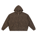 Leopard Waffle Knit Zip Hoodie