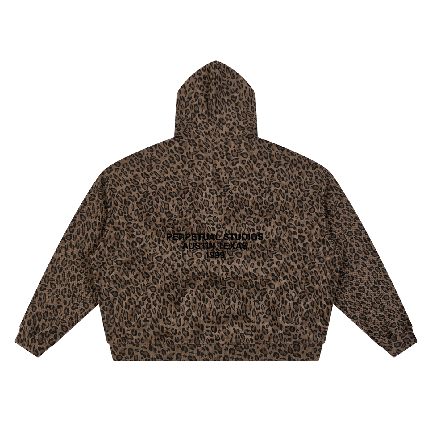 Leopard Waffle Knit Zip Hoodie