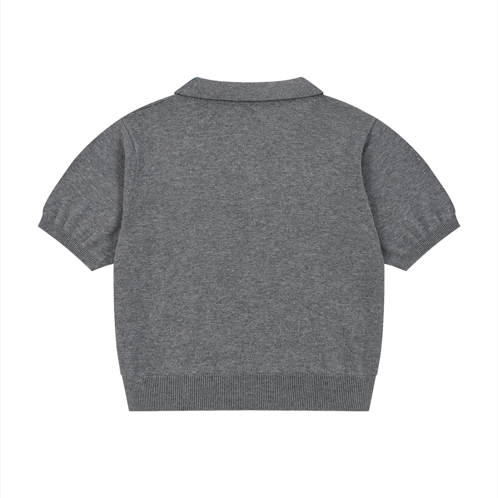 Knit Cotton Cropped Polo
