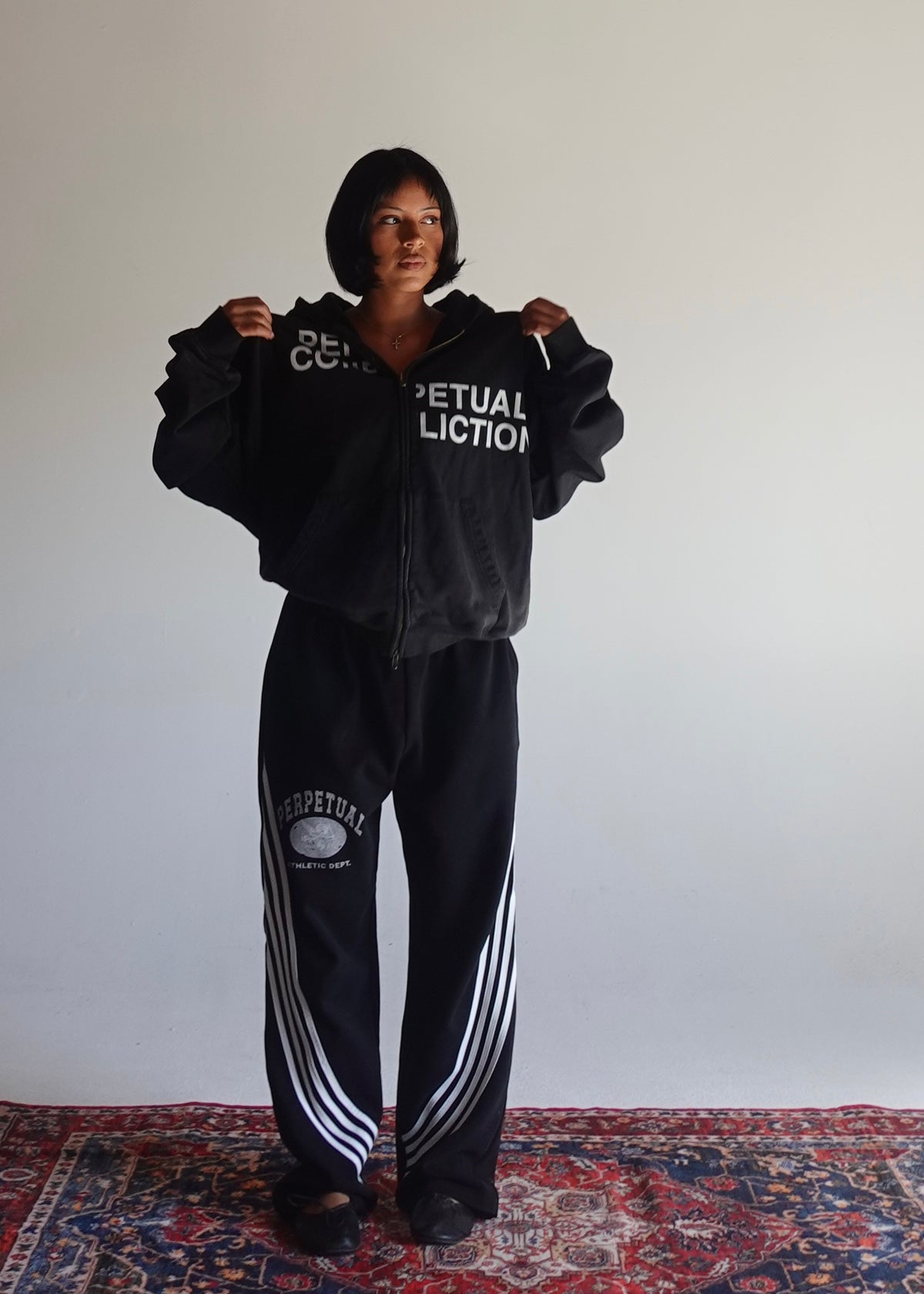 “Unaligned” Hand Frayed Zip Hoodie